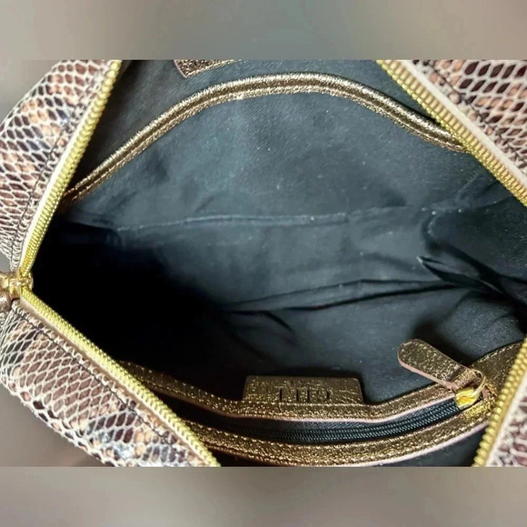 EUC GILI Genuine Leather Snake Print Crossbody Bag With Matching Card Wallet - Picture 10 of 13